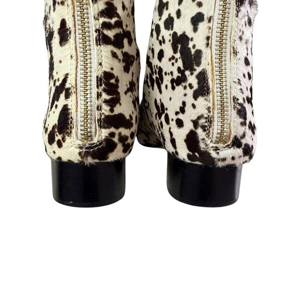 J.Crew Roxie Zip-Back Ankle Boots Calf Hair Snow Pony Animal Print Cream Black 6 - Picture 8 of 14